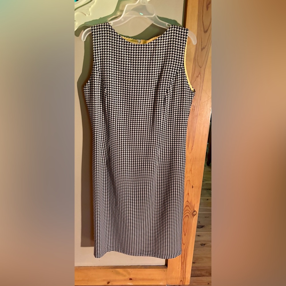 ⭐️Liz Claiborne Fully Lined Houndstooth Sleeveless Dress Vintage Size 14⭐️